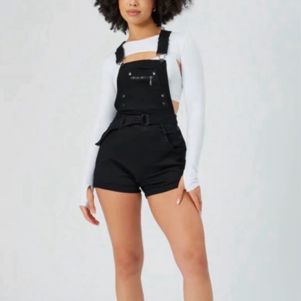 Black Overalls Shorts Over It Alls